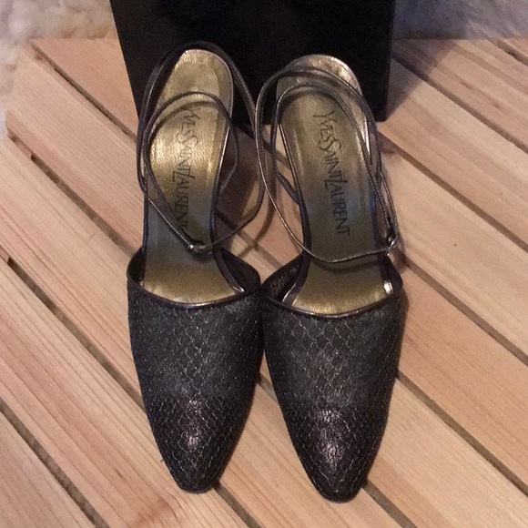 Yves Saint Laurent Luxor Metallic Mesh Heels. Size 6.5 - Picture 1 of 10